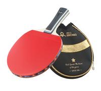 Gettimore Racchetta da ping pong a 7 strati in legno per ping pong racchetta con manico lungo, gomma nera+rossa, attacco tipo offensivo Tom Plate, 200G