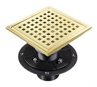 Gettimore Scarico a pavimento doccia con flangia con struttura in acciaio inossidabile 304 e design a griglia quadrata per collegamento del tubo di drenaggio (15,2 cm)
