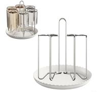 Gettimore Scolapiatti in acciaio inox con vassoio scolapiatti per tazze da caffè, 6 ganci, organizer salvaspazio da scrivania per casa o ufficio