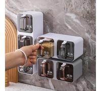 Gettimore Set di 4 barattoli per condimenti con cucchiai, barattoli in vetro trasparente per sale, zucchero e condimenti, per organizzare la dispensa della cucina