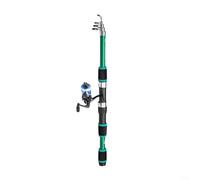 Gettimore Set di canna da pesca portatile e mulinello da 1,5 m, telescopico, con borsa portaoggetti, kit da viaggio (set verde)