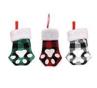 Gettimore Set di forchetta e cucchiaio a forma di zampa di gatto, ornamento natalizio per albero di Natale con design a quadri, decorazione da tavolo in tessuto resistente, per casa e cena, confezione