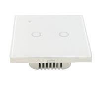 Gettimore Smart Light Switch 2 Gang WiFi Touch Wall Control con pannello in vetro temperato, compatibile con app Alexa e Tuya, supporta l'installazione di cavi neutri e senza neutri, bianco