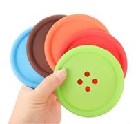 Gettimore Sottobicchieri creativi in silicone stile bottone, confezione da 5 tappetini antiscivolo per bevande, tazze da caffè e tè, resistenti al calore