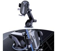 Gettimore Supporto per telefono da cruscotto con base a gancio, supporto regolabile a 360° in ABS con impugnatura in silicone antiscivolo per una navigazione sicura mobile, nero