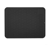 Gettimore Tappetino scolapiatti in silicone con retro antiscivolo e resistenza al calore, per banconi della cucina, design a righe rialzate per un rapido drenaggio (nero)