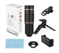 Gettimore Teleobiettivo 22x per smartphone, zoom HD con treppiede, design compatto, portatile, compatibile con la maggior parte dei telefoni cellulari, 19 x 9 x 6 cm, nero