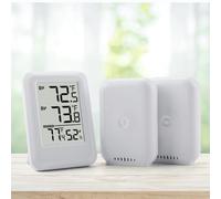 Gettimore Termometro wireless con 2 trasmettitori, monitor di temperatura e umidità per interni ed esterni, gamma da -40 C a 60 C, trasmissione wireless 100 m, registrazione min/massima, per uso