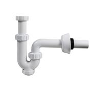 Gettimore Tubo di scarico per lavello da cucina, 32 mm, G1-1/4", design a U per un facile flusso, bianco PP+PVC con sifone per odori, spessore 1,5 mm
