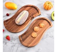 Gettimore Vassoio da portata in legno con finitura naturale per macina sale e pepe, bottiglie di condimento, dessert, pane, tè o piatti da cena, tagliere rettangolare rustico con base protettiva