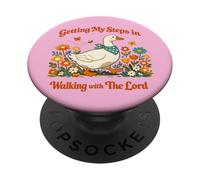 Getting My Steps in Walking With The Lord Christian Floral PopSockets PopGrip Adesivo