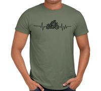 Getting Shirty Maglietta da uomo e donna con battito cardiaco (moto, motociclista), Verde, L