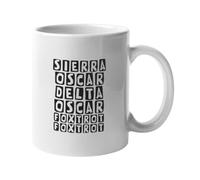 Getting Shirty Tazza da caffè/tè in ceramica con scritta divertente e scortese della Sierra Oscar Delta
