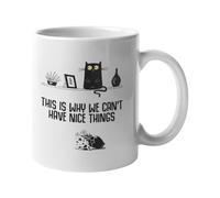 Getting Shirty Tazza da caffè/tè in ceramica con scritta in inglese "This is Why We Can't Have Nice Things Funny Cat