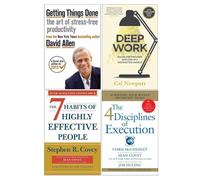 Getting Things Done, Deep Work, The 7 Habits of Highly Effective People, 4 Disciplines of Execution 4 Books Collection Set