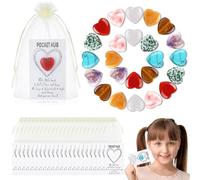 Gettone da tasca a forma di cuore, con cristalli naturali a forma di cuore, con biglietti di abbraccio, segnalibri ispiratori per relazioni a lunga distanza, romantico per amici e insegnanti