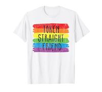 Gettone Dritto Amico Arcobaleno Bandiera Colori LGBTQ Gruppo di Maglietta