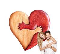 Gettoni abbraccio tascabili - Sculture puzzle a forma di cuore in legno, piccoli abbracci e ornamenti a forma di cuori d'amore | Idea regalo speciale per tenere la mano, ornamento decorativo da tavolo