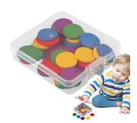 Gettoni di conteggio matematico - 50 contatori in legno, strumento educativo per sala di classe, manipolatori di apprendimento colorati, gettoni rotondi, aiuto allo sviluppo precoce del cervello, re