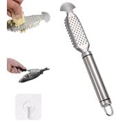 Gettoreach 2-in-1 Stainless Steel Fish Scaler & Ginger Garlic Grater, 9-Inch Rust-Resistant Fish Descaler Tool with Integrated Grinding Plate, Non-Slip Handle for Kitchen or Outdoor Use (1PC*A)