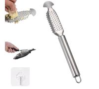 Gettoreach 2-in-1 Stainless Steel Fish Scaler & Ginger Garlic Grater, 9-Inch Rust-Resistant Fish Descaler Tool with Integrated Grinding Plate, Non-Slip Handle for Kitchen or Outdoor Use (1PC*B)