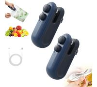 Gettoreach Mini Bag Sealer with Cutter and Magnet, Pickelect Gettoreach Mini Bag Sealer, Rechargeable, Portable, For Plastic Snack Bags (2*Blue)