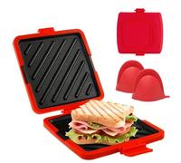Gettoreach Sandwich Maker, Microwave Toastie Sandwich Maker, 3-in-1 Grilled Cheese Toastie Makers with Hand Clip for Breakfast, Non-Stick, Heat-Resistant, Dishwasher Safe (Red)