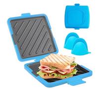 Gettoreach Sandwich Maker, Microwave Toastie Sandwich Maker, 3-in-1 Grilled Cheese Toastie Makers with Hand Clip for Breakfast, Non-Stick, Heat-Resistant, Dishwasher Safe (Blue)