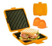 Gettoreach Sandwich Maker, Microwave Toastie Sandwich Maker, 3-in-1 Grilled Cheese Toastie Makers with Hand Clip for Breakfast, Non-Stick, Heat-Resistant, Dishwasher Safe (Orange)