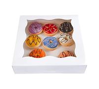 Getue 15-Pack 12"x12"x3"White Bakery Boxes with PVC Window for Pie And Cookies Boxes Large Natural Craft Paper Box,Pack of 15