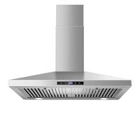 Getue 30 inch Wall Mount Range Hood, Stainless Steel Kitchen Hood with 2 LED Lights,Touch Control Kitchen Vent Hood, Ducted/Ductless Convertible, Ceiling Chimney-Style Stove Vent Hood,SNDOAS