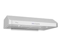 Getue Awoco RH-C06-30 Classic 6" High 1mm Thick Stainless Steel Under Cabinet 4 Speeds 900CFM Range Hood with 2 LED Lights, 6" Round Top Vent - 30" Width
