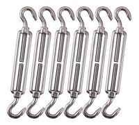 Getue Cozihom, M6 Hook & Hook/C to C Turnbuckle 304 Stainless Steel, Hardware Kit for Wire Rope Tension Heavy Duty, for Sun Shade, Tent Installation, Anti-Rust, 6 Packs