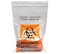 Getue Daarcin 50pcs Biohazard Specimen Bags, 6x9.8in/15x25cm Laboratory Sample Bag with Biohazard Logo Printing, Ziplock Top with Outside Pocket Paperwork Pouch