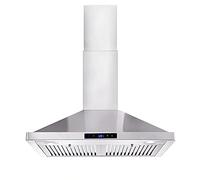 Getue Wall Mount Range Hood 30 inch Kitchen Hood 700 CFM with Ducted/Ductless Convertible Duct, Touch Control, Permanent Filters, Stainless Steel, 3 Speed Exhaust Fan, LED Light, Tieasy