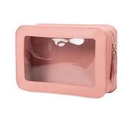 getuse Beauty case per le donne con finestra trasparente borsa compatta in PVC cosmetico, nero, 23cmx7cmx15.5cm, Rosa