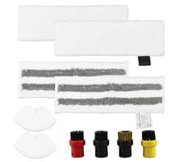Getyjoe 10 Pezzi Accessorio per Pulitore a Vapore Karcher Easyfix SC1/SC2/SC3/SC4/SC5/SV7 2 Teli in Microfibra 2 Linguette Abrasive 2 Panni per Ugello Manuale 4 Spazzole Rotonde