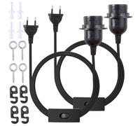 Getyjoe 2 Pezzi Portalampada E27 con Interruttore e Spina Cavo Porta Lampada con Anello Filettato e Cavo di Alimentazione da 5m Filo Porta-Lampade a Sospensione per Soffitto Sospensione Lampada