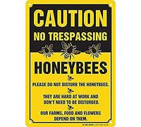 Geuuki Great Targa in alluminio Stanley Caution No Trespassing Honeybees at Work Targa in latta Poster Bar Music Club Men Cave Room Wall Decor 14 x 20,3 cm Targa in metallo vintage