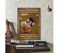 Geuuki Poster musicale - Lose Your Mind find Your Soul Poster, Whisky, poster in vinile, regalo per gli amanti del vinile, cartello per la casa, 15 x 20 cm, targa in metallo retrò da parete