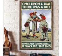 Geuuki Targa in alluminio vintage con scritta "Once Upon A Time There Was A Boy Who Really Loved Baseball Funny Retro Metal Tin Sign for Home Garden Coffee Wall Decor 20,3 x 30,5 cm