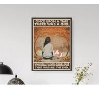 Geuuki Targa in alluminio vintage con scritta "Once Upon A Time There Was A Girl Who Really Loved Guinea Pig", decorazione da parete per casa, giardino, caffè, 20,3 x 30,5 cm