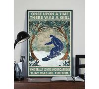 Geuuki Targa in alluminio vintage con scritta "Once Upon A Time There Was A Girl Who Really Loved Snowboarding", divertente, in alluminio, per casa, giardino, caffè, decorazione da parete, 20,3 x 30,5