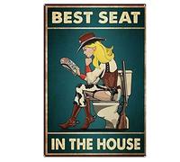 Geuuki - Targa in latta vintage con scritta in inglese "Cowgirl" "The Best Seat in the House", per camera da letto, decorazione per la casa, decorazione da parete per bagno, stile vintage con cowgirl