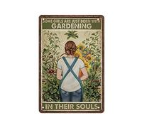 Geuuki Targa in metallo con scritta in lingua inglese "Some Girls are Just Born with The Garden in Their Souls", stile vintage, in alluminio, per casa, giardino, caffetteria, bar, 20,3 x 30,5 cm