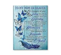 Geuuki Targa in metallo vintage con scritta in lingua inglese "Butterfly To My Mom In Heaven I Thought Of You Today But That Is Nothing" (lingua italiana non garantita)