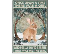 Geuuki Targa in metallo vintage con scritta in lingua inglese "There Was A Girl Who Really Loved Rabbits", divertente, in alluminio, per casa, giardino, caffè, decorazione da parete, 20,3 x 30,5 cm