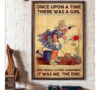 Geuuki Targa in metallo vintage con scritta "Once Upon A Time It Was A Girl Who Really Loved Gardeninging", in alluminio, per casa, giardino, caffè, decorazione da parete, 20,3 x 30,5 cm