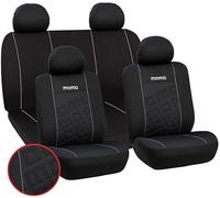 GEV Momo - Set Completo Coprisedili Auto Universali Compatibili con Airbag Laterali | Nero| Seduta e Schienali Separati | Lavabili | Protezione Totale per Interni Auto