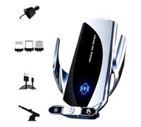 Gevvnss Supporto per telefono da auto, caricabatterie wireless da 15 W, ricarica rapida, supporto a ventosa per cruscotto, presa d'aria, parabrezza, argento